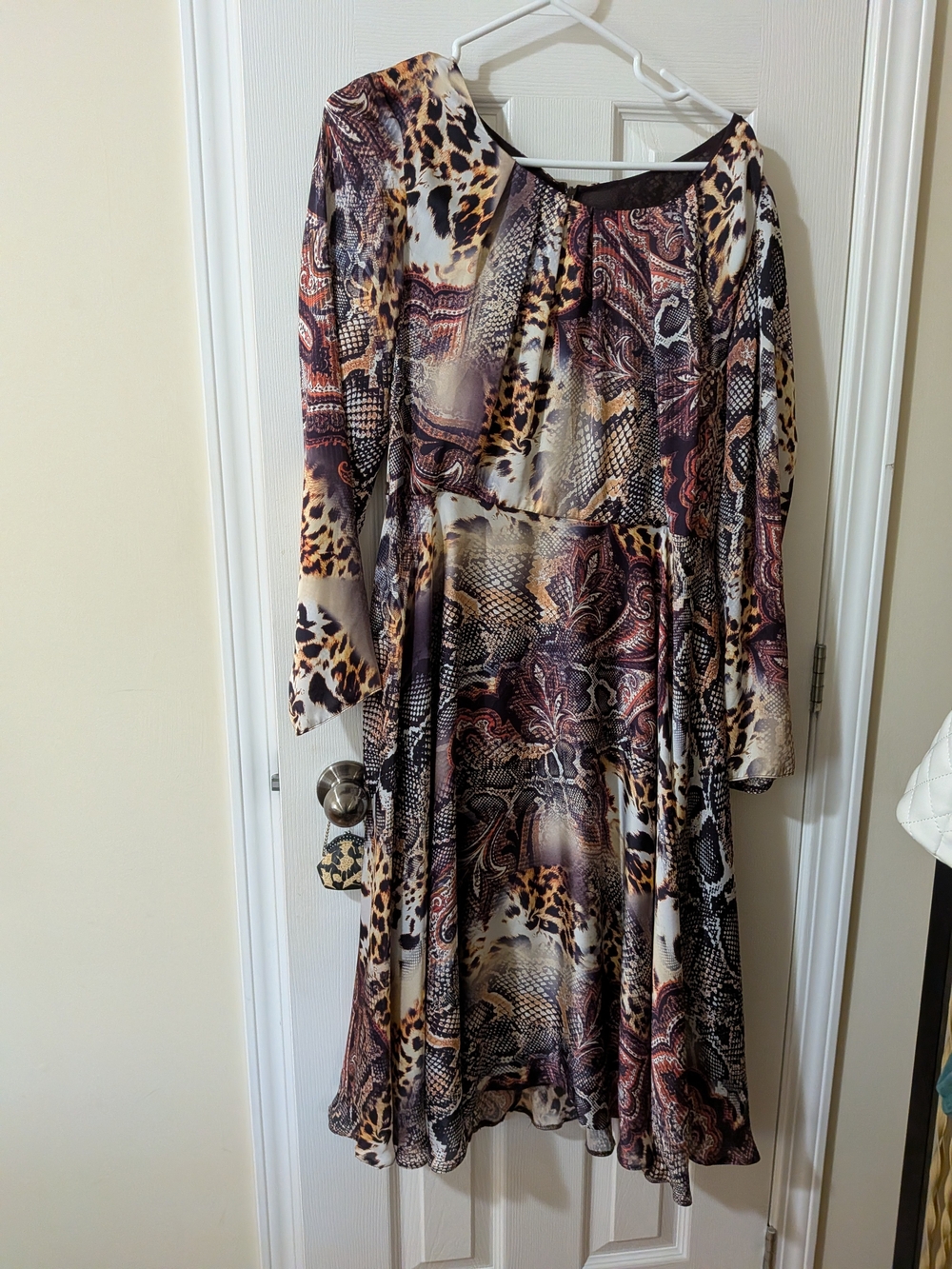 Mixed Animal & Paisley Print Skater Dress - Brown Multi